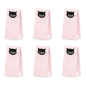 Uitdeelzakjes Kat roze (6st) Cat Collection