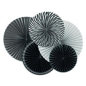 Papierfächer schwarz und weiß (5 Stück)