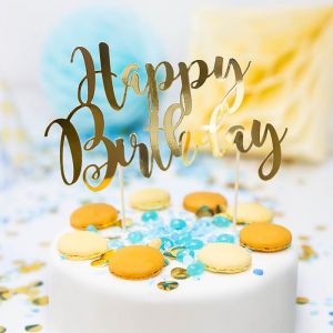 Tortenaufleger Happy Birthday gold