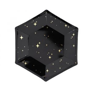 Gebaksbordjes Galaxy zwart-goud (6st) Black & Gold