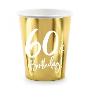 Bekertjes 60th Birthday goud (6st)