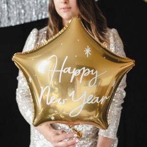 Folienballon Frohes Neues Jahr Stern Gold