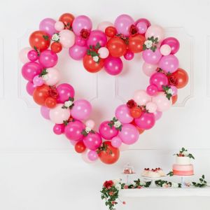 Ballonbogen mit Rahmen Herz rosa-rot (160cm)