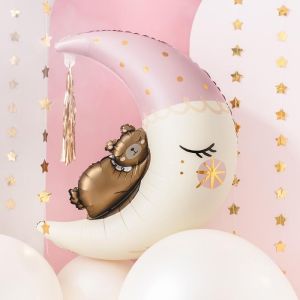 Folienballon Schlafmond mit Bär (71x86cm)