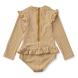 Liewood Sille Stripe goldener Karamell/weißer Badeanzug
