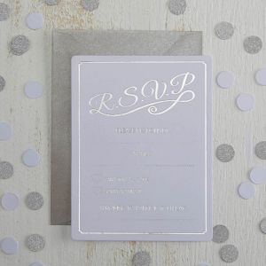 RSVP-Karten Weiß - Silber Metallic Perfection (10 Stück) Ginger