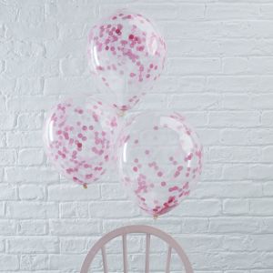Konfetti Luftballons rosa (5Stk)