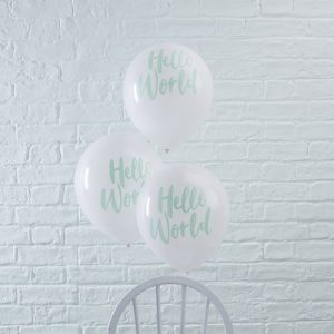 Hello World Baby Shower Ballons mint-weiß (10 Stk.) Ginger Ray
