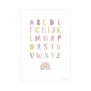 Little Dutch Poster A3 Regenbogen Alphabet rosa