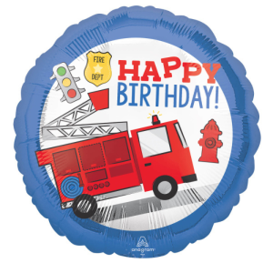 Folienballon Happy Birthday Feuerwehrauto (40cm)