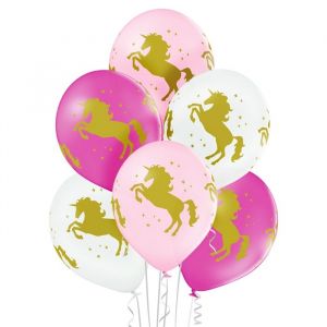 Ballonnen Unicorn roze-wit mix (6st)