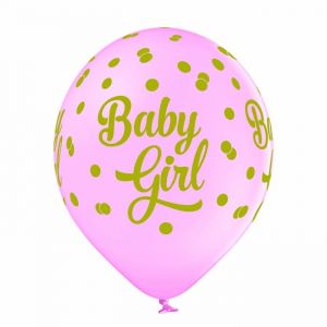 Baby Girl Luftballons mit Punkten (6 Stück)