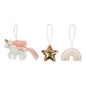 Kerstboomdecoratie unicorn set (3st) Meri Meri