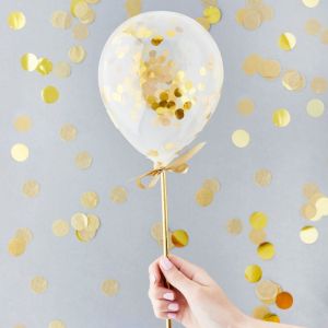 Mini Konfetti Ballons Gold (5Stk) Hootyballoo