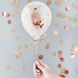 Mini Konfetti Ballons Rose Gold (5 Stück) Hootyballoo