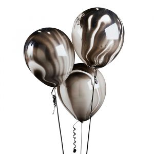 Schwarze Marmorballons Blast Off (5Stk) Hootyballoo