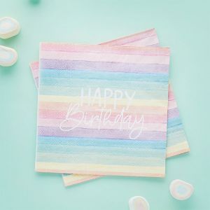 Servetten Happy Birthday Eco Rainbow (16st) Hootyballoo