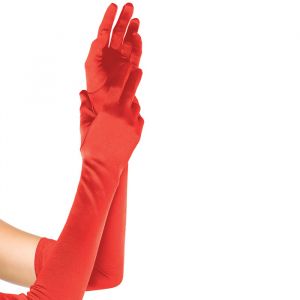Extra lange handschoenen satijn rood Leg Avenue