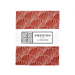 Hoeslaken ledikant Seashells burgundy Swedish Linens