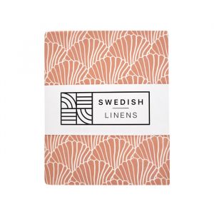 Hoeslaken ledikant Seashells terracotta pink Swedish Linens