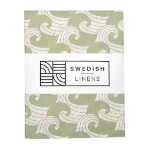 Hoeslaken ledikant Waves sage green Swedish Linens