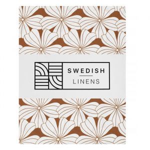Hoeslaken wieg Flowers cinnamon brown Swedish Linens