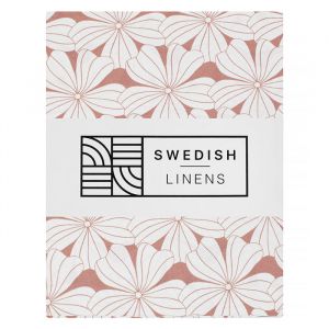 Hoeslaken wieg Flowers terracotta pink Swedish Linens
