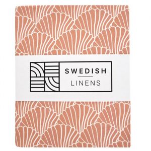 Hoeslaken wieg Seashells terracotta pink Swedish Linens
