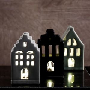 Senza Keramikhaus mit Lichtern grau