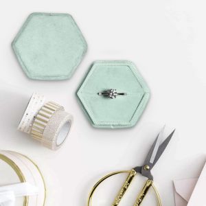 Samt Ring Box Sechseck Soft Mint Forever Box