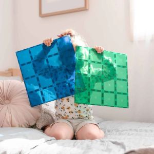 Connetix Tiles regenbogenblaue & grüne Grundplatte (2Stück)