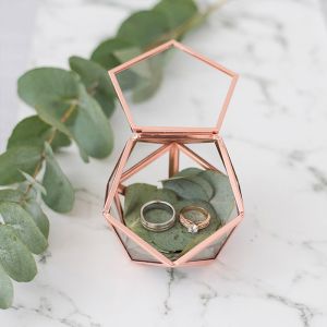 Glas Ring Box geometrisch Roségold