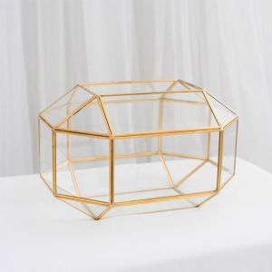 Glazen enveloppendoos geometrisch goud