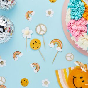 Groovy Peace Love Party Cupcake-Sticks Hootyballoo