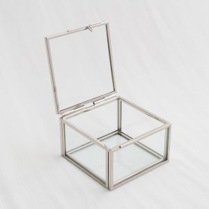 Glasringbox quadratisch Silber (8x7x5cm) House of Gia