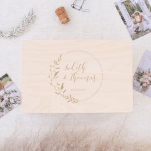 Hölzerne Hochzeits-Erinnerungsbox Blush botanics