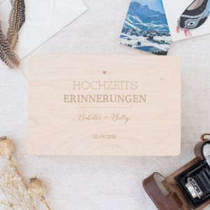 Hölzerne Hochzeits-Erinnerungsbox schöne Schriftarten