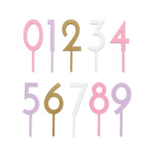 Acryl Tortenaufleger Zahlen (0-9) Set rosa (20 Stück)