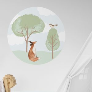 Wandsticker runder Fuchs im Wald