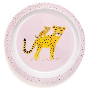 Melamine bord met rand Luipaard roze Petit Monkey