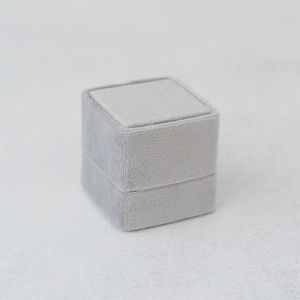 Samt Ring Box quadratisch Marmor Grau für immer Box